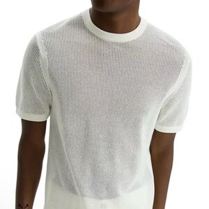 Theory Ivory Mesh Knit Top men’s new